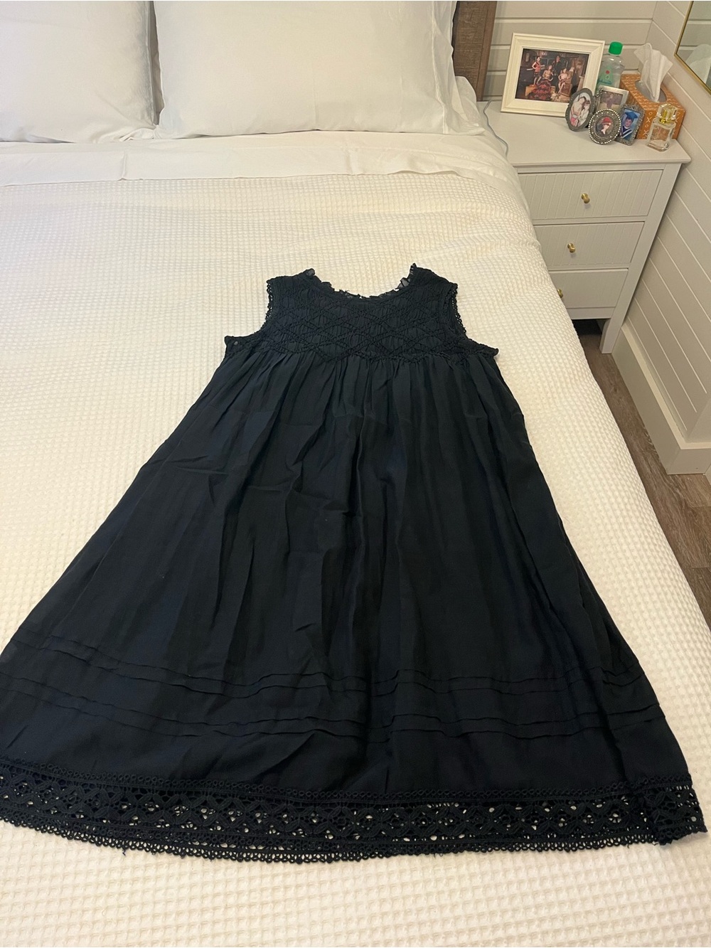 Tribal Black Crochet Yoke Sleeveless Dress